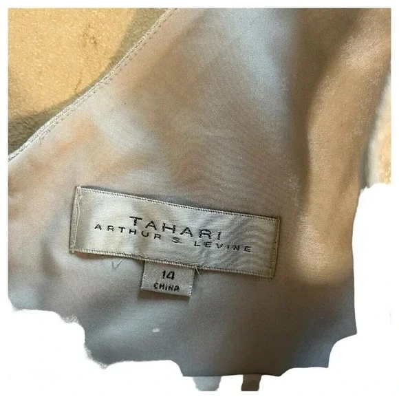 Tahari Metallic Silver Tweed Cocktail Dress Knee Length Party Sleeveless Size 14 - Picture 6 of 6